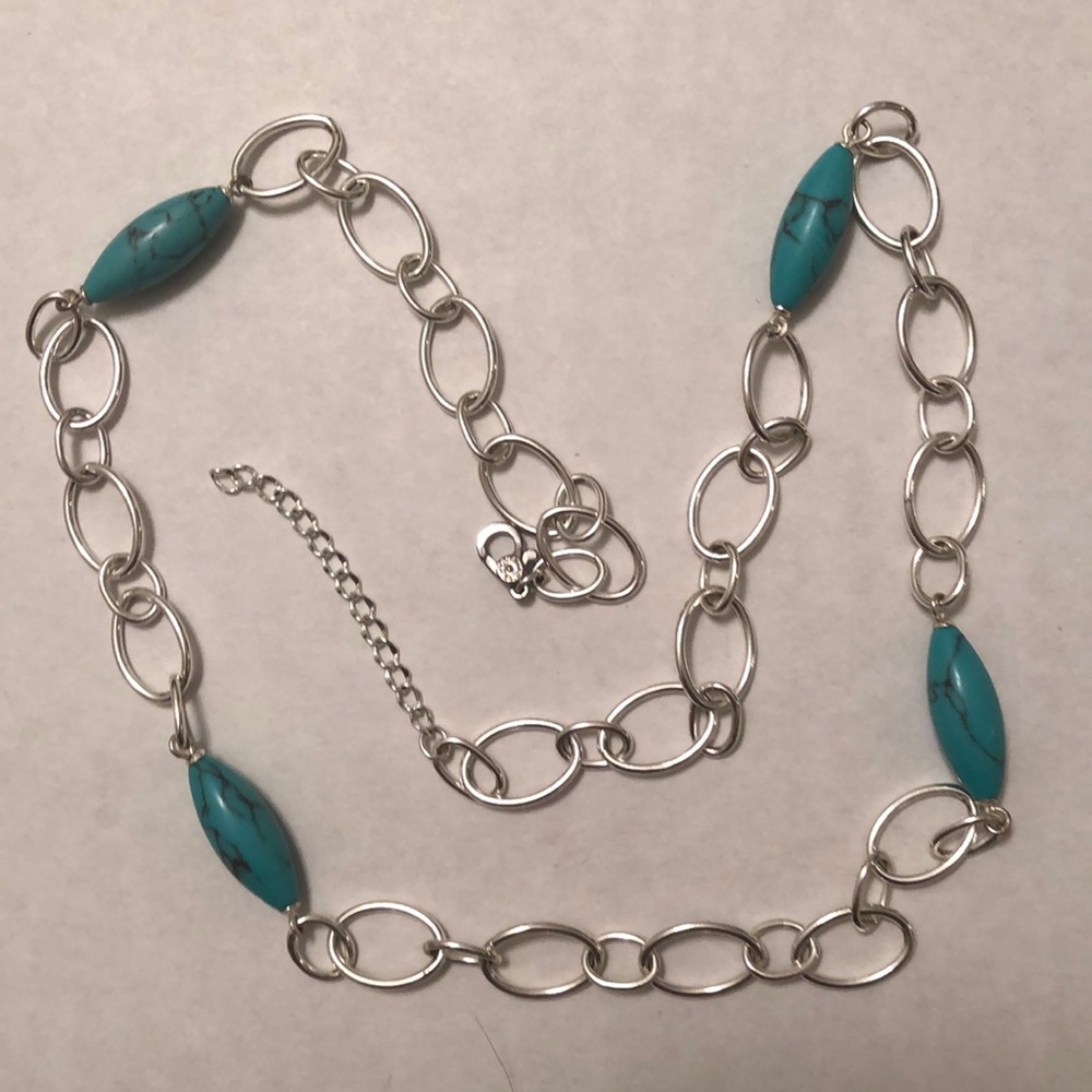 Silver Turquoise Beaded Necklace